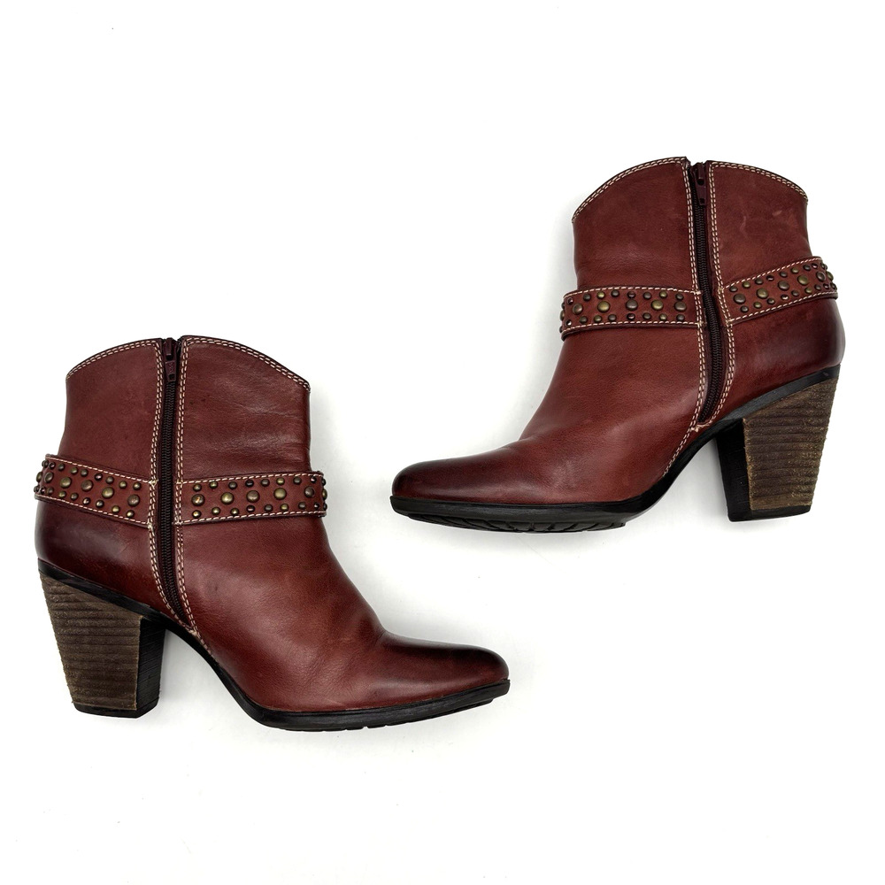 Sofft Brown Studded Leather Ankle Boots - Picture 15 of 16